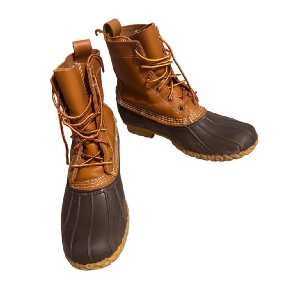 L.L. Bean Duck Boots Womens 8 Brown Tan Excellent 8" Waterproof Leather Made USA - Picture 4 of 10